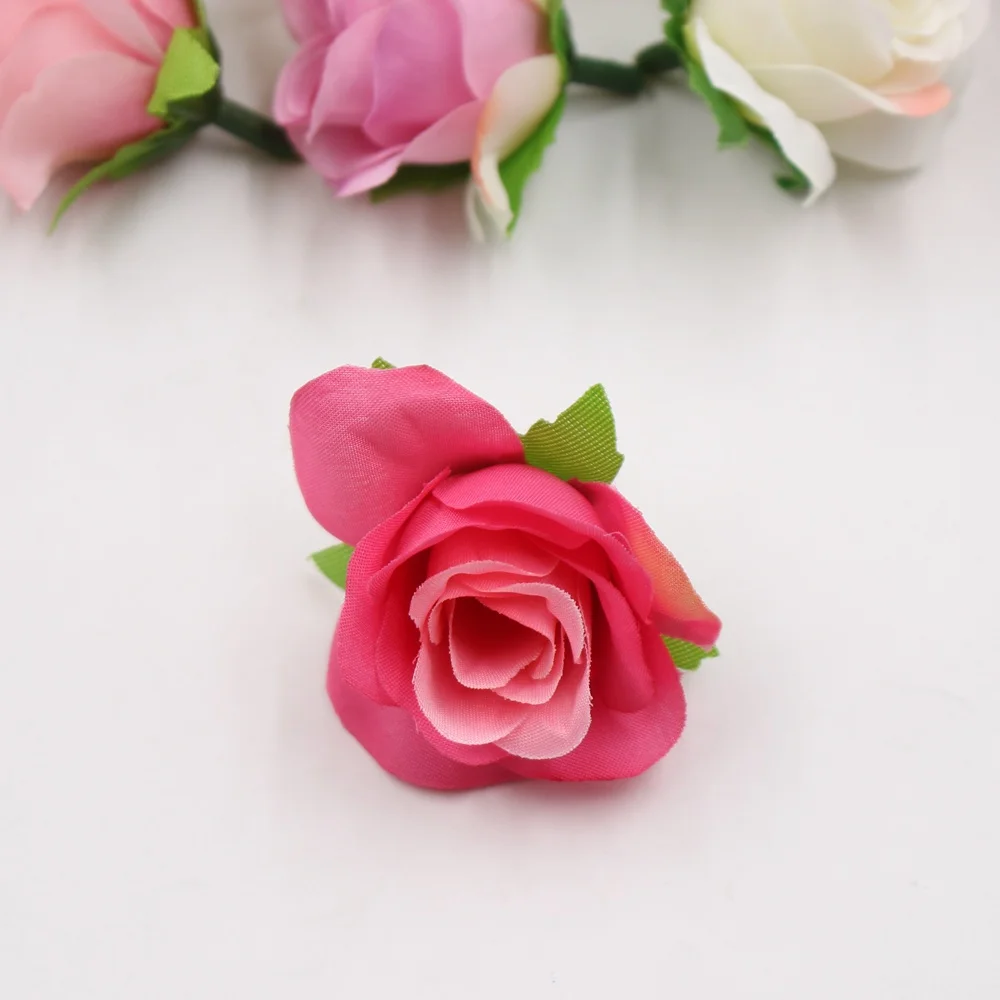 100pcs 3.5cm Artificial Flower High Quality Silk Fascination Rose Flower Wedding Rosa Rosa DIY Gift Handrail Handmade Flower