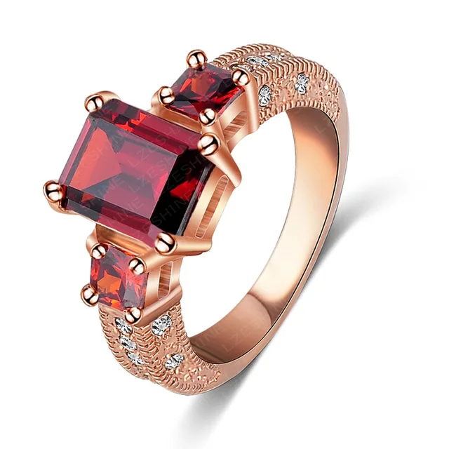 Beautiful Ring Rectangle Zircon Cutting Ring  Rose Gold/White Gold Color Women Rings Fashion Jewelry Wholesale