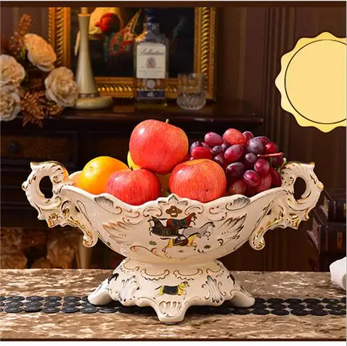 Европейская керамическая чаша для фруктов, фруктовая тарелка для гостиной, роскошная фруктовая чаша, Кубок, Фруктовая тарелка, журнальный столик, украшение для дома - Цвет: 01 Style