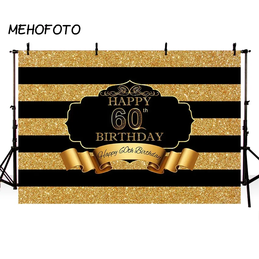 Custom 40th Birthday Backdrop Black and Gold 50th Party Background Photobooth 