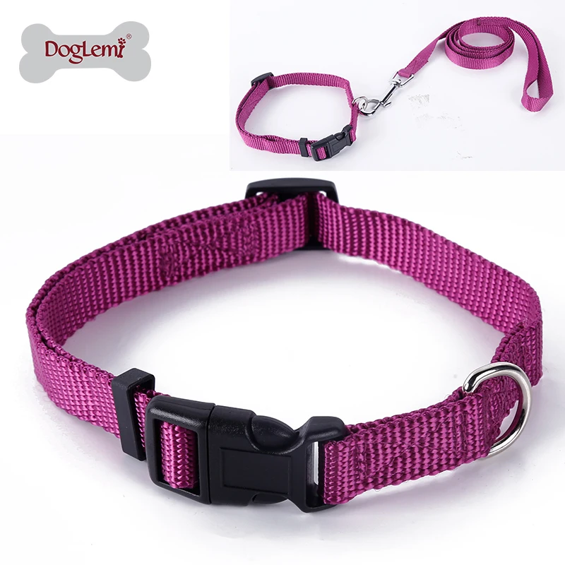 Doglemi (1 collar +1 leashes) Solid Nylon Pet Dog Dollar Dog Leashes