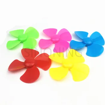

10pcs 5 colors 40mm/60mm/80mm/100mm diameter plastic blade four leaf pulp fan leaves small production DIY toy