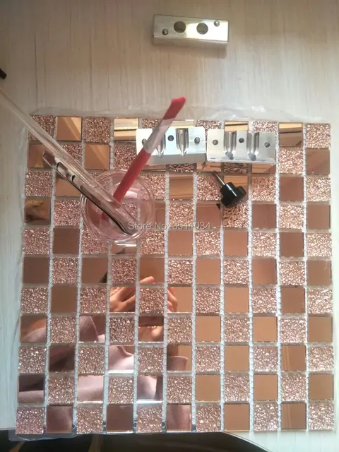 pink glass backsplash