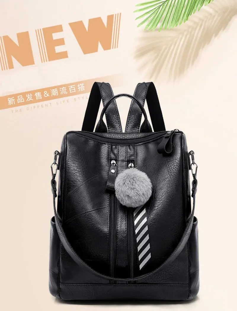 vintage backpack female brand leather women's back (12)