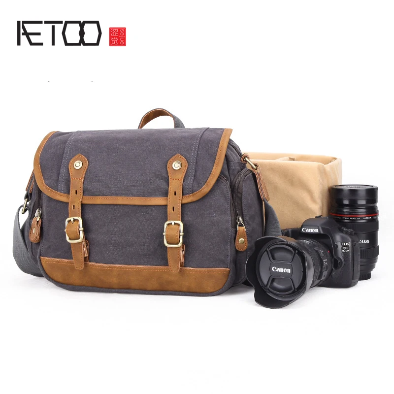 

BJYL Camera bag men's canvas packets shoulder oblique carry portable SLR digital photography Bag