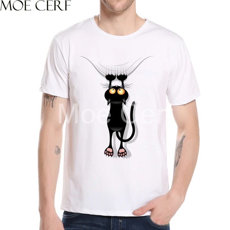 2020 Men's Fashion 3D Black Cat Men T shirt Novelty Black Cat Falling