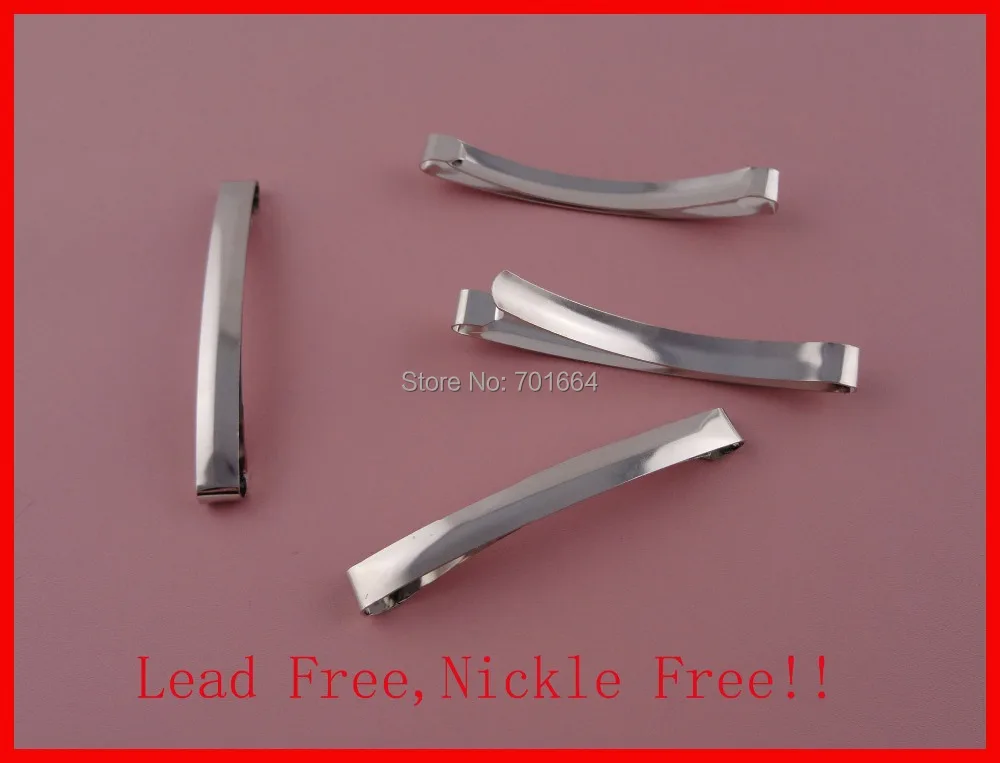 20PCS Silver Finish 8mm*80mm 3.15" Plain Metal Slide Hairclip at lead