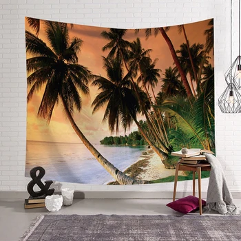 

PEIYUAN Home Decor Coconut Sunset Scenery Hanging Seaside Tapestry Beautiful Natural Party Gift Bedspread Beach Towel Yoga Mat