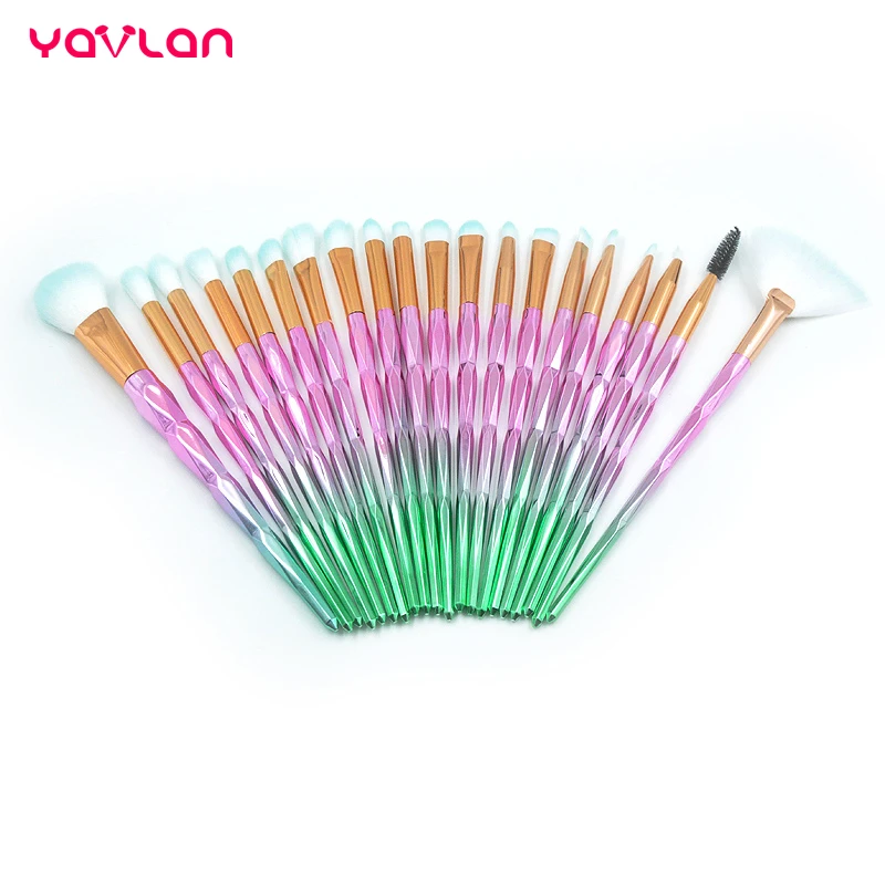 

Yavlan 20pcs Diamond Unicorn Makeup Brushes Foundation Eye Shadow Lip Eyebrow Smudge Brush Nasal Shadow Makeup Brush Kits