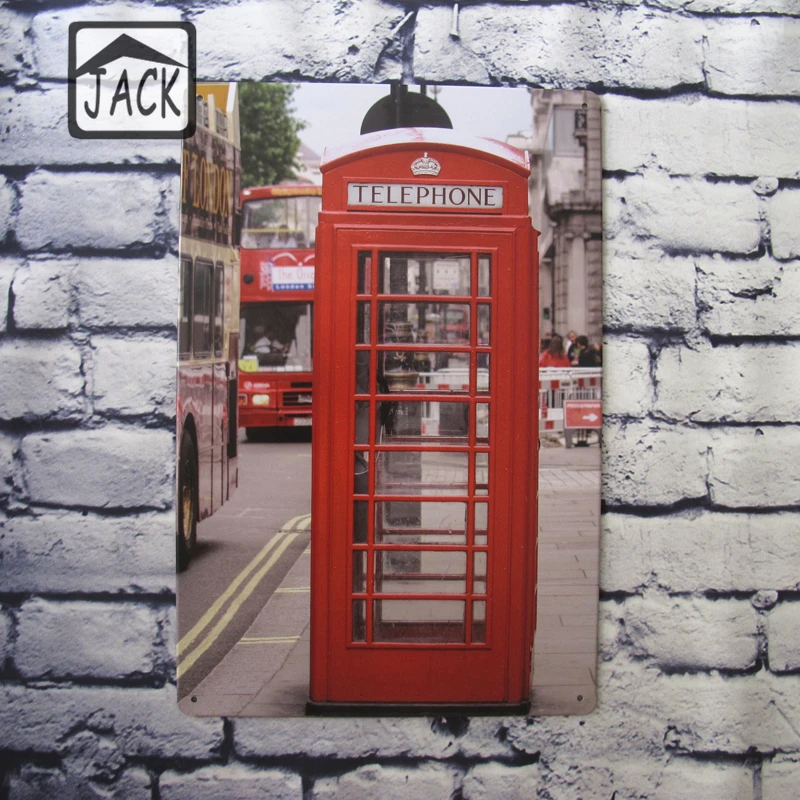 

telephone booth 20x30cm Retro Tin Poster Metal Tin Signs Tin Plaque Tin Paintings Advertising Shop Bar Garage Wall Decor