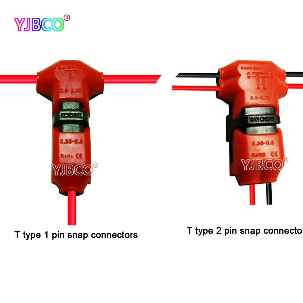 5 шт. T тип 1pin/2pin скотч замок быстрого сращивания провода разъемы для клемм обжимной Электрический автомобильный аудио 24-18AWG провода комплект