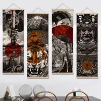 Japan Samurai Vintage Poster und Drucke Scroll Malerei Leinwand Wand Kunst Bilder Wohnzimmer Schlafzimmer Bauernhaus Dekoration