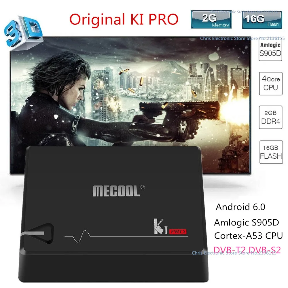 

Original MECOOL KI PRO Smart TV Box S2+T2 DVB Amlogic S905D 4K HD Quad Core 2G 16G Android 6.0 DVB T2 DVB S2 Wifi Set Top Box
