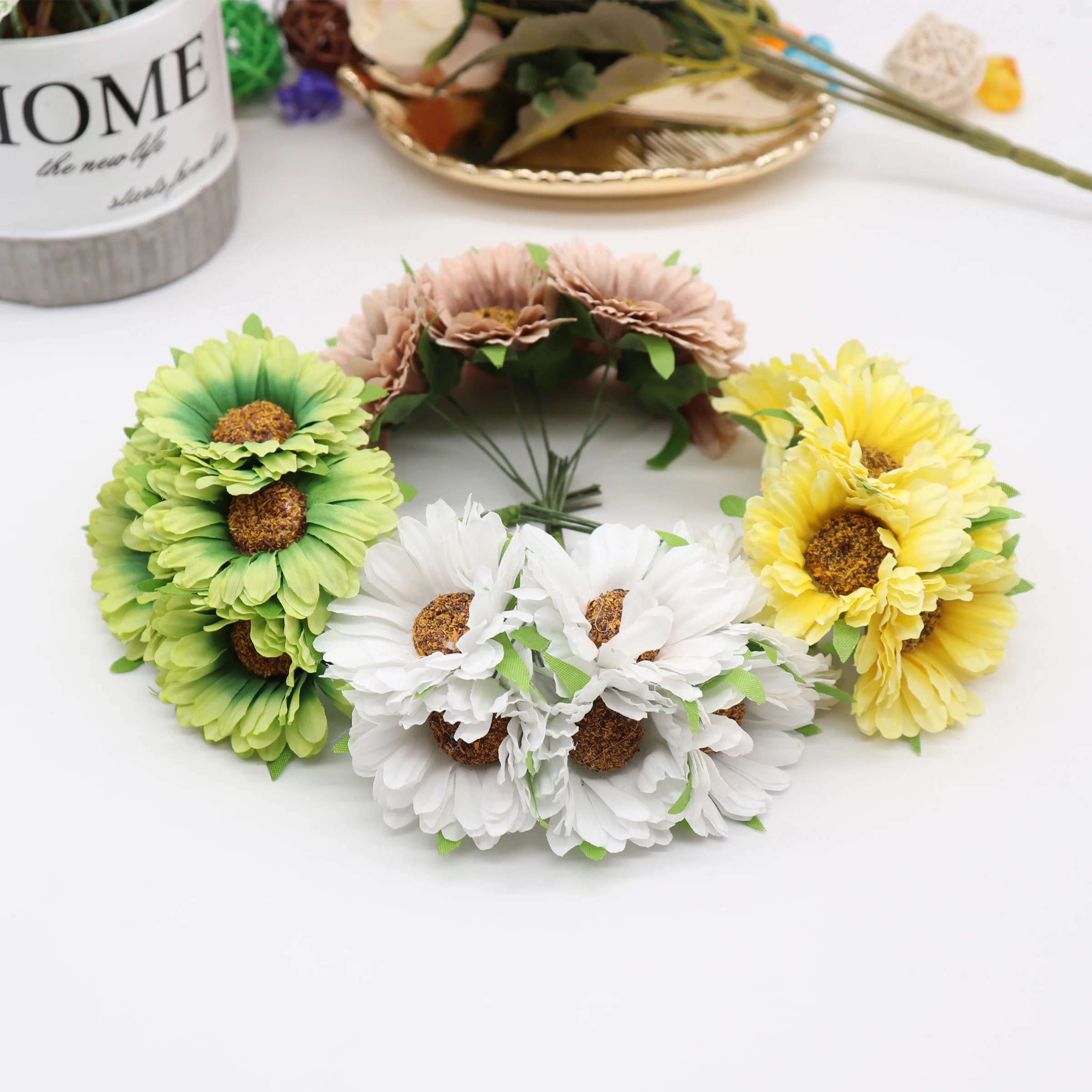 6 шт. ручной работы gerbera модный домашний сад невесты diy из упаковочного материала Свадебные банкетные Декоративные искусственные цветы ножницы Корона