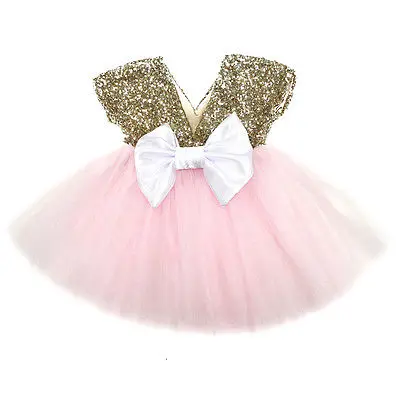 

Toddler Baby Girls Clothes Summer Sleeveless Dress Flower V Neck Sequins Princess Wedding Party Pageant Fancy TUTU Dress