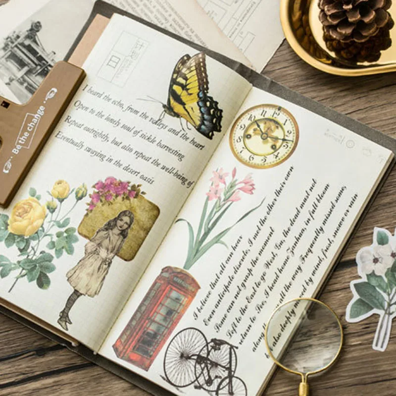 

60pcs Travel Stickers Vintage Retro Green Plants Flowers Washi Paper Stationery Stickers Decorations Scrapbooking Girls Gfit