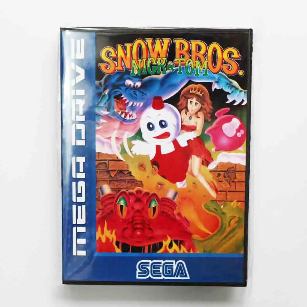 

Snow Bros Nick & Tom Game Cartridge 16 bit MD Game Card With Retail Box For Sega Mega Drive For Genesis