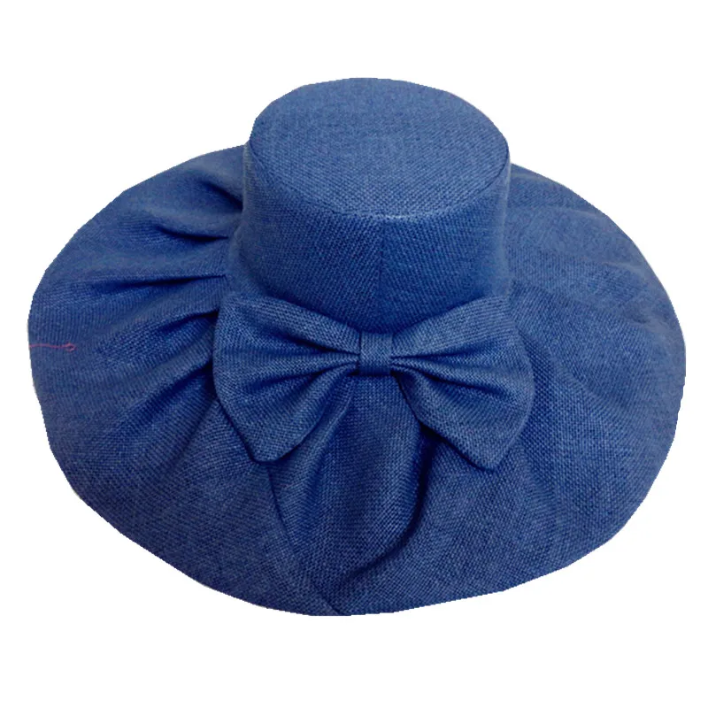 Шляпа женская льняная с широкими полями и большим бантом|sun hat|kentucky derby hatsbeach caps |