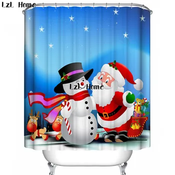 

LzL Home Free Shipping Xmas Custom Series Shower Curtain Polyester Fabric Waterproof Home Xmas Decor Bathroom Shower Curtains
