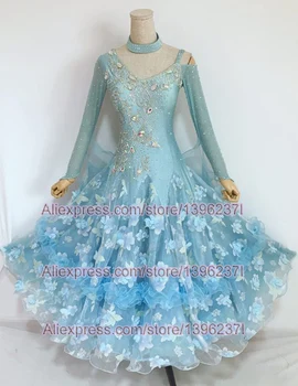 

Standard Ballroom Dance Dresses Women 2019 New Style High Quality Sky Blue Pink Lady's Waltz Ballroom Competition Dance Dress