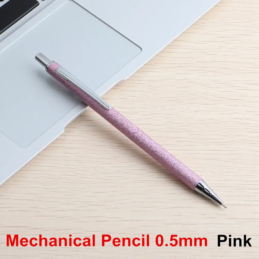GENKKY металлический механический карандаш Kawaii канцелярский карандаш полностью металлические автоматические качественные карандаши для школы и офиса 0,5 0,7 мм - Цвет: Pink Writing 0.5mm