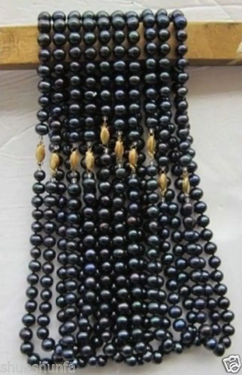 

Hot sale new Style >>>>>Wholesale Lots Of Natural 7-8mm Black Pearl necklace 18" Jewelry
