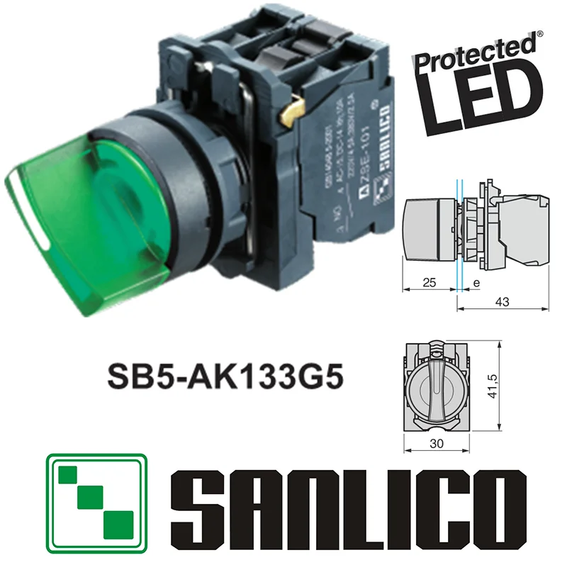 waterproof illuminated rotary push switch selector switch SB5 XB5 LA68S AK133G5 standard handle 2or3 position with