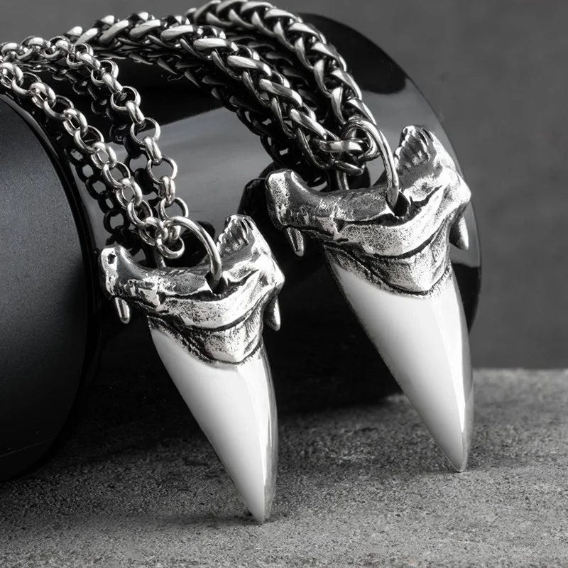 thumbnail image 2 of Mens Black Necklace Shark Tooth Replica Boys Jewellery Bracelet New 2 of 9