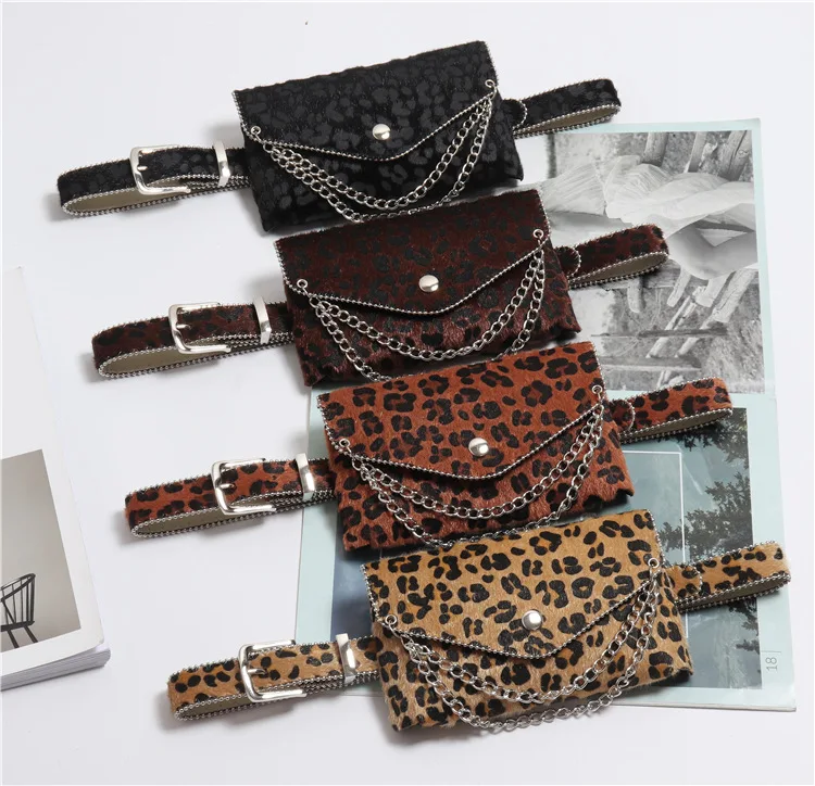 

Leopard Adjustable Women Belt Bag 2019 New Design Detachable Waist Bag Ladies Chain Fanny Pack Belts Lady Fashion Belts FP05
