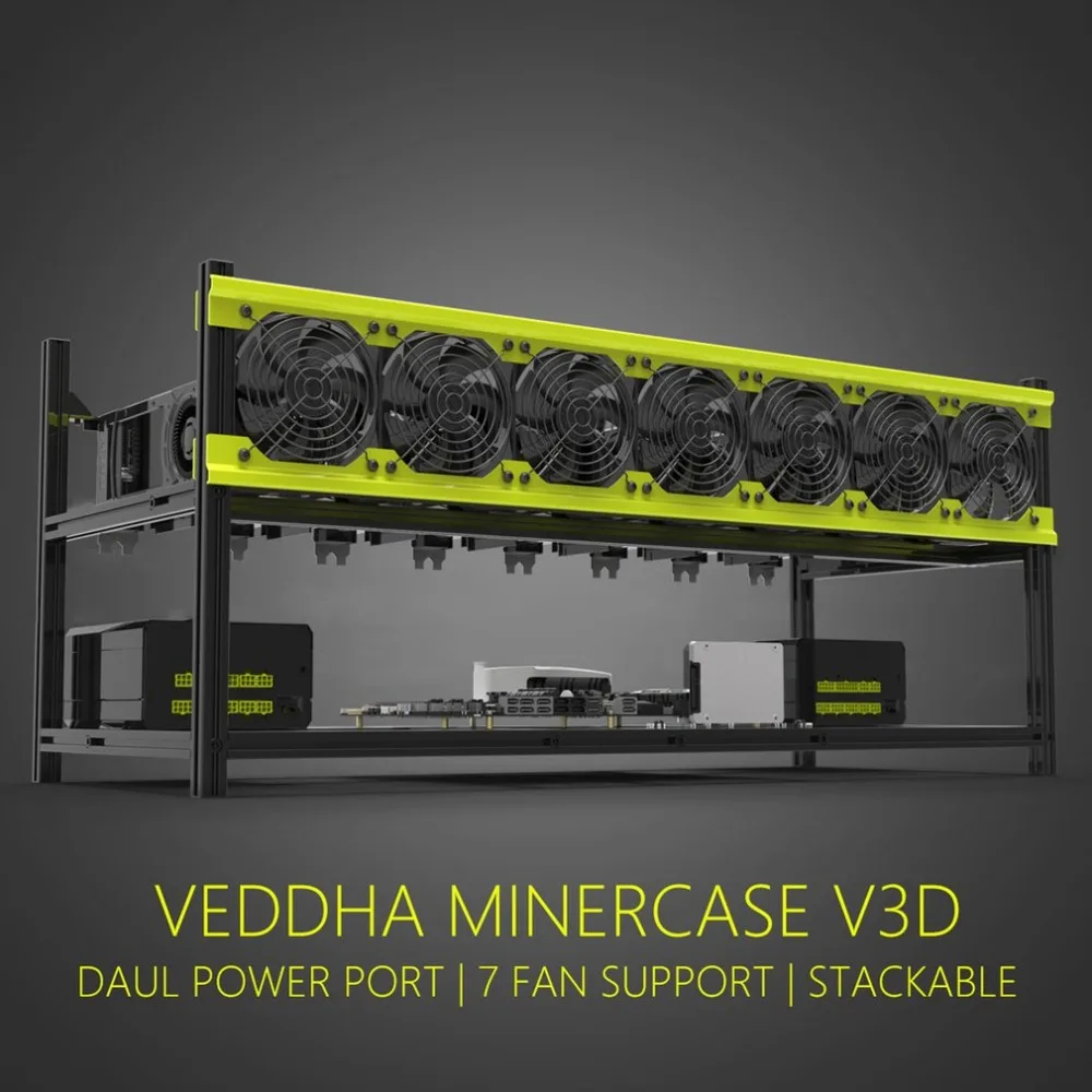 Практичный Veddha V3D8 GPU добычи Рог Алюминий сплава Stackable Графика случае до 8 GPU Open Air стойку кронштейн