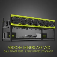 Practical Veddha V3D8 GPU Mining Rig Aluminum Alloy Stackable Graphics Case Up To 8 GPU Open Air Frame Rack Bracket