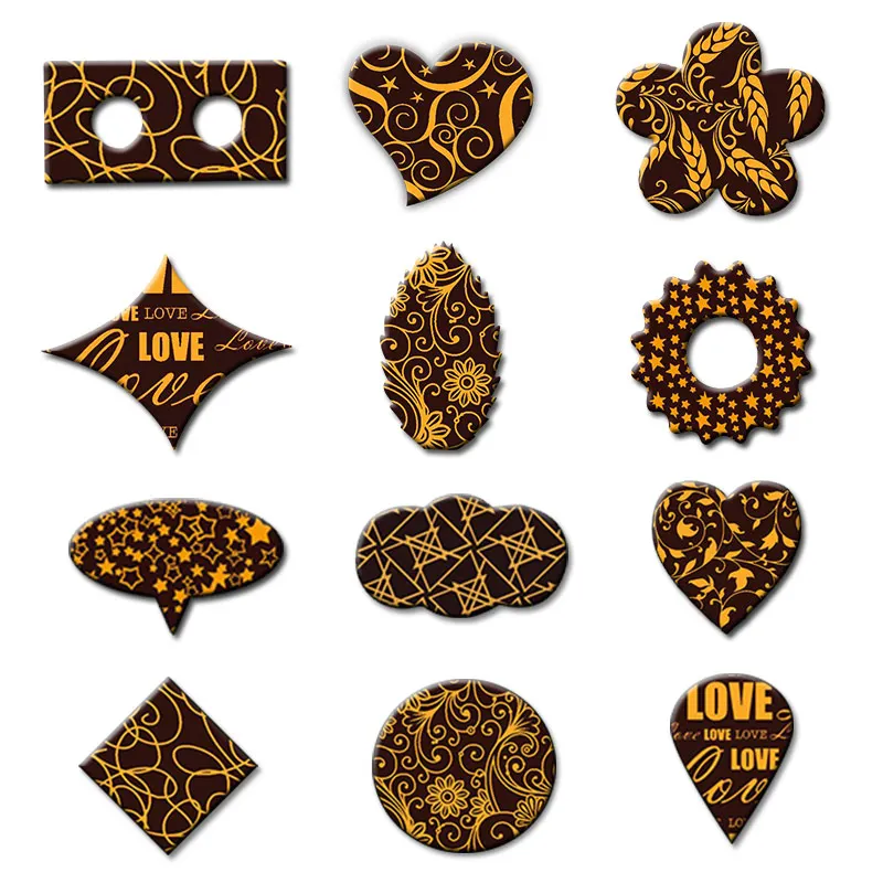 Шоколадный трансферный лист 10 печатных различных дизайн микс формы для украшения съедобные пластиковые бумажные Популярные для тортов печенья выпечки DIY
