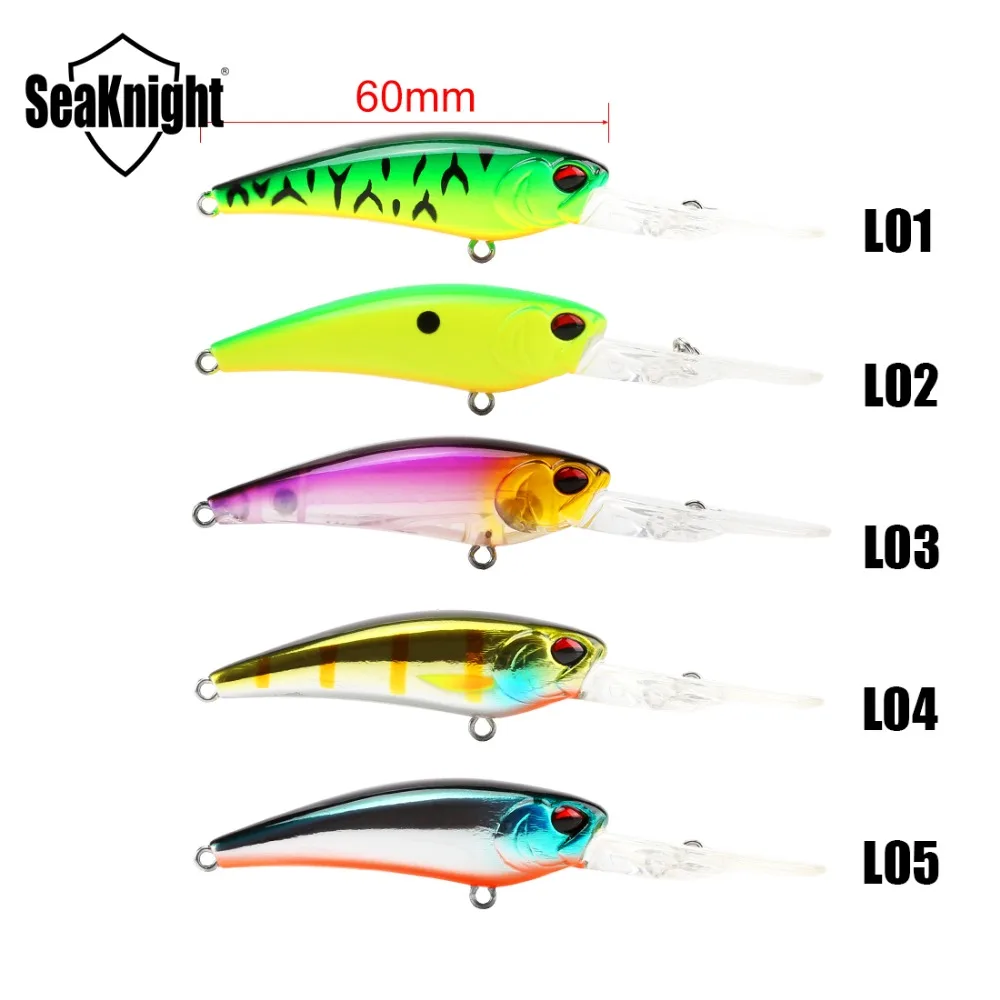 Isca de Pesca Seaknight Minnow Conjunto Pçs 6 cm 8.5g 0-2.5 m Melhor Qualidade Profissional Isca Flutuante Pesca Wobbler Sk018 5