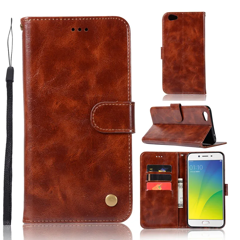 

Retro Phone Case for Oppo R9S F3 Plus Cover Rivet Wallet Leather Silicon Flip Back Case on OPPO R9S R9splus F3plus Coque Funda