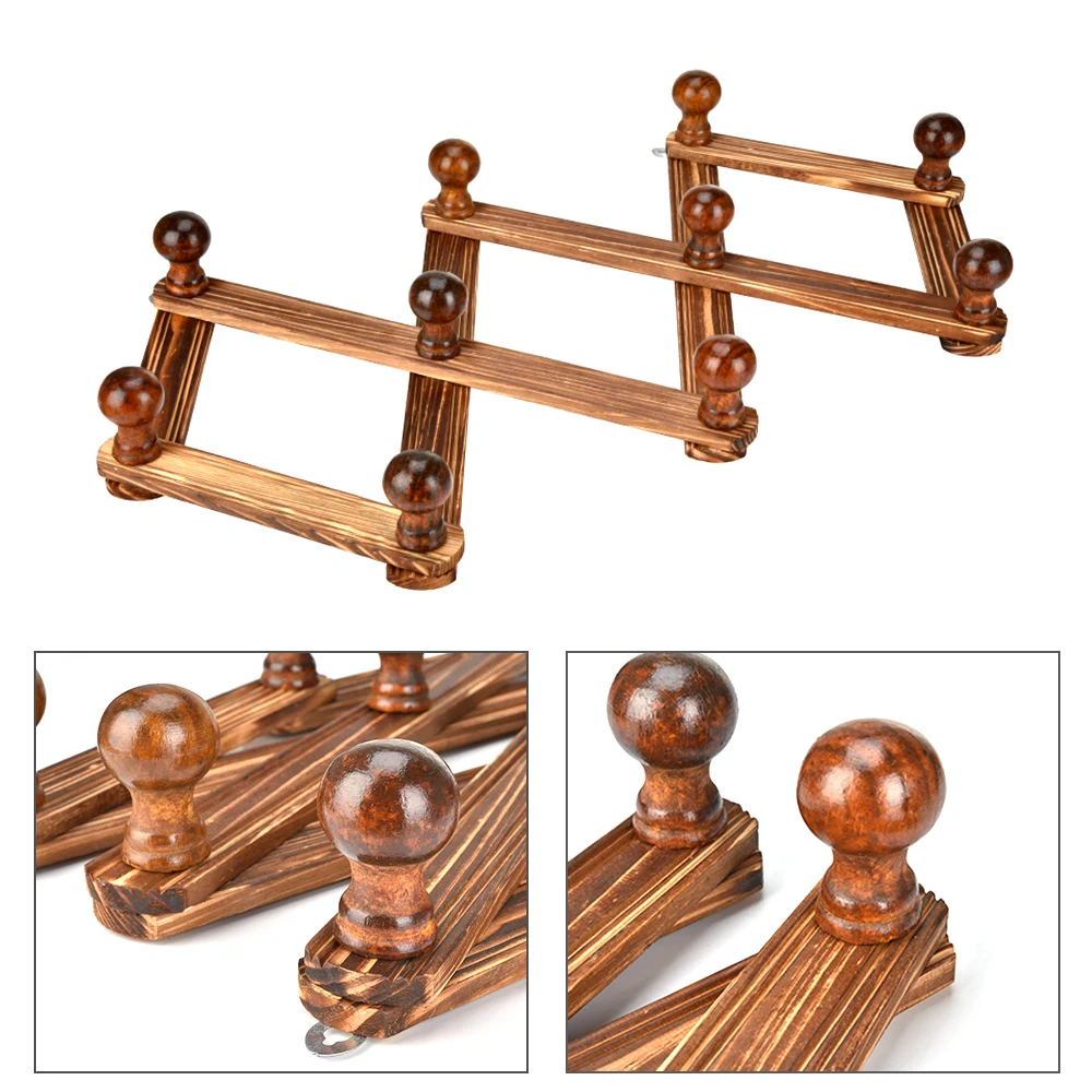 10 крючков деревянная расширяемая вешалка для пальто настенный аккордеон стиль