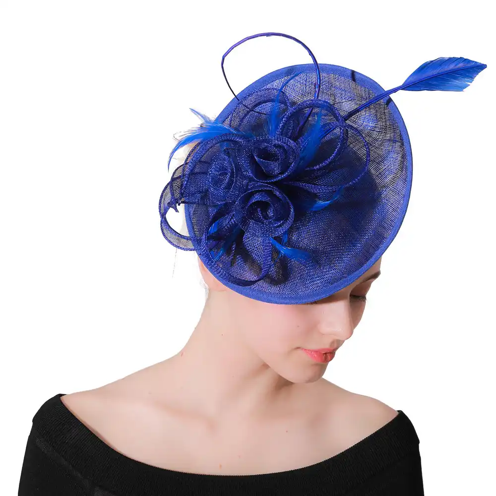electric blue fascinator hat