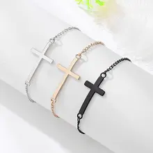 Cruz de Ouro Elo da Cadeia Mão Masculina Mens de Prata Encantos Pulseira Ajustável Homme Homens Jóias Santo Cavaleiro De Metal Pulseiras para As Mulheres(China)