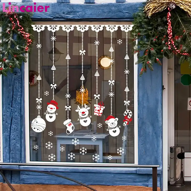 2019 feliz adhesivo de ventana navideño decoración de Navidad para el hogar adornos de árbol Navidad Santa Claus muñeco de nieve Feliz Año Nuevo 2020