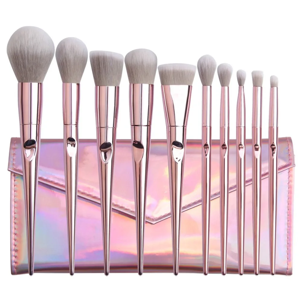

Make up brushes set professional New Beauty 10 Pcs Pink Makeup Brushes Blush And Eye Shadow And Makeup Bag Set Y815