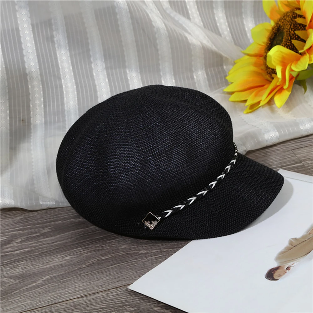 Simpl свежий восьмиугольная кепка женская летняя Солнцезащитная шляпа ручной работы на открытом воздухе плоские корейские складывающиеся панамки купол солнцезащитный крем розовый вязаный пляжная шляпа