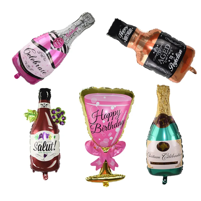 

1Pc Large Size Inflatable Wine Bottle Cup Foil Balloons for Wedding Birthday Anniversary Party Decoration Celebrate Huge Balloon