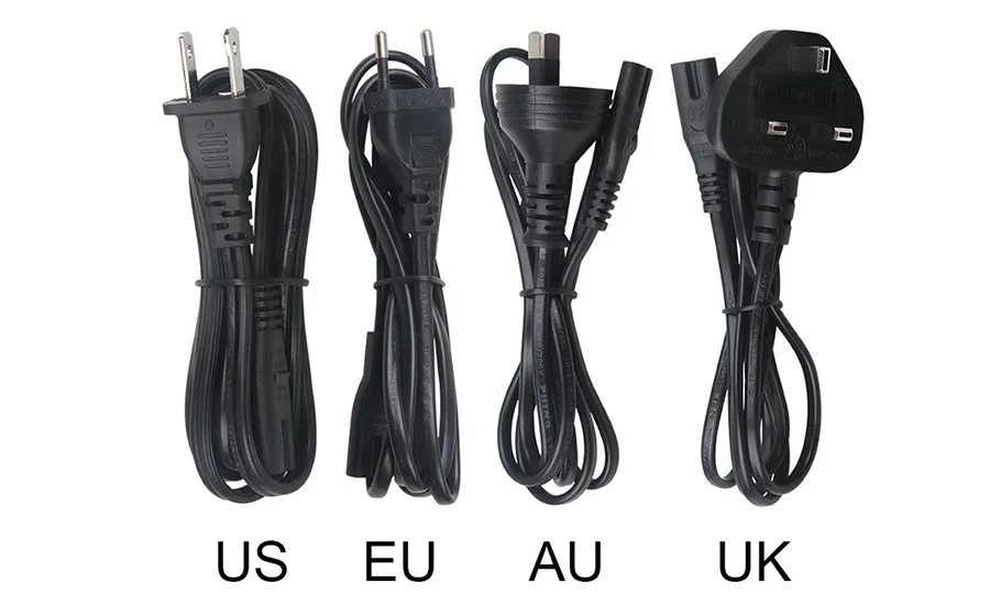 1pcs AC Power Cord cable Lead Adapter EU US AU KR UK Plug Optional Laptop Adapter USB Charger Outlet Plug IEC 320 C8 01