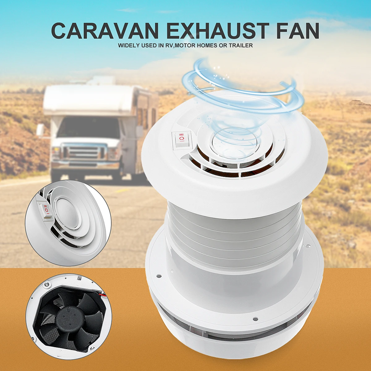WARMTOO 1Pcs 12V RV Energy saving Motorhome Roof Vent Ventilation Cooling Exhaust Fan Noiseless