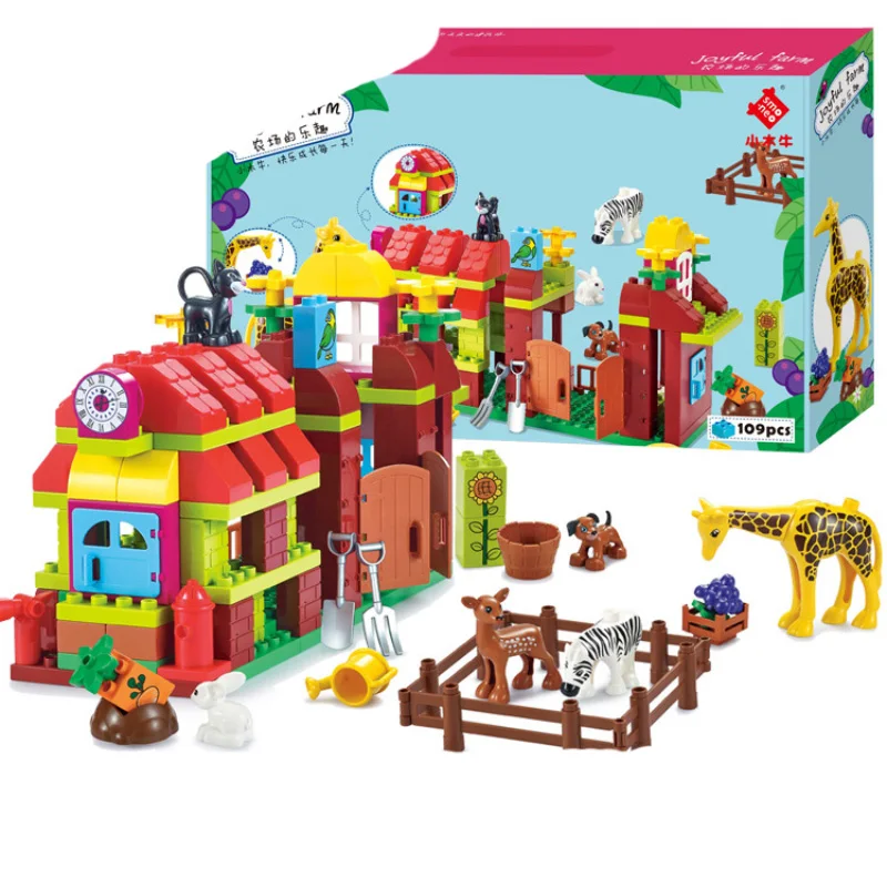 

Big Size Diy Happy Farm Happy Zoo With Animals Set Compatible With Legoingly Duploe Blocks Bricks Toys For Children Birthday Kid