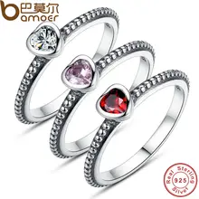 3 Colors Authentic 100% 925 Sterling Silver Ring Love Heart Ring Original Wedding Jewelry PA7105
