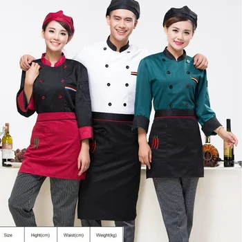 

(10set coat-apron-Hat)The hotel restaurant kitchen chef wear white overalls baked pastry kitchen and short sleeved cooker wear