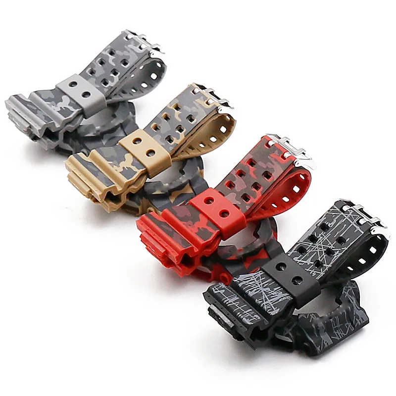 Ceny Pasek z żywicy kamuflażowej akcesoria do zegarków męskich ze sprzączką etui na pasek do Casio CASIO G SHOCK GD120GD100GA110GA100 męskie paski do zegarków