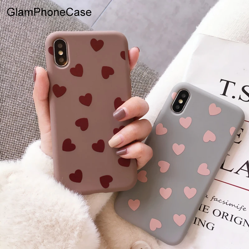 

GlamPhoneCase Cute Love Heart Phone Case For iPhone 7 6 Plus XS Max Simple Cases For iPhone X XR 8 7 6 S Plus Soft TPU Case