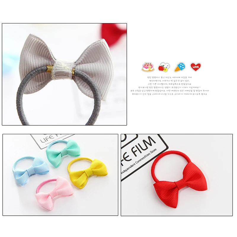 Arherigele 10pcs Bowknot Elastic Hair Bands Colorful Headwear Hair Rope Rings Ribbon Bows Hair Accessories for Women's Headbands