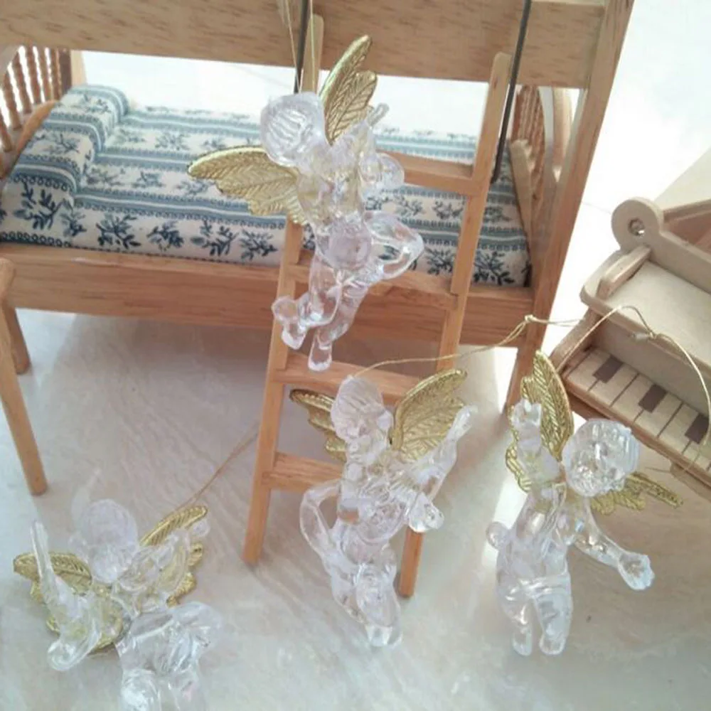 

8Pcs Christmas Tree Violin Angle Pendant Decoration Clear Hanging Ornaments for Home Holiday Party Supplies Crafts